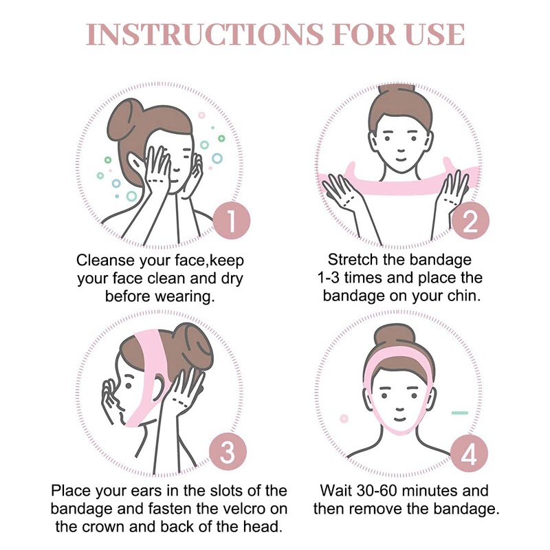 ZKGYUS Wiederverwendbare V-Linienmaske,V-Linien-Lifting-Maske, Gesichtslifting-Bandag,Rosa