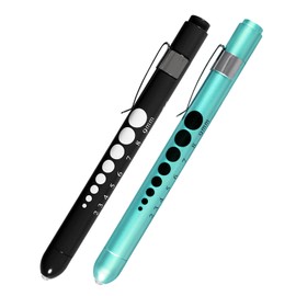 AOICRIE Medical Diagnostic Penlight, Pupil Light, Mini Reusable LED Pen Torch, Torch, Doctor Nurse Emergency Pen Light with Engraving Gauge and Linea (Black + Green)
