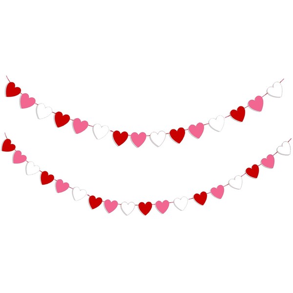 Valentines Day Banner Heart Garland Valentines Day Garland Pink&Red Heart