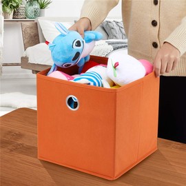 HSDT Orange Storage Cubes Bins 11x11x11 Cubicle Cubes Organizer Baskets Fabric Storage Drawers Foldable Cubes Storage Boxes Collapsible Cubes Inserts Storage for Closet Organizer Shelves ,QY-SC20-3