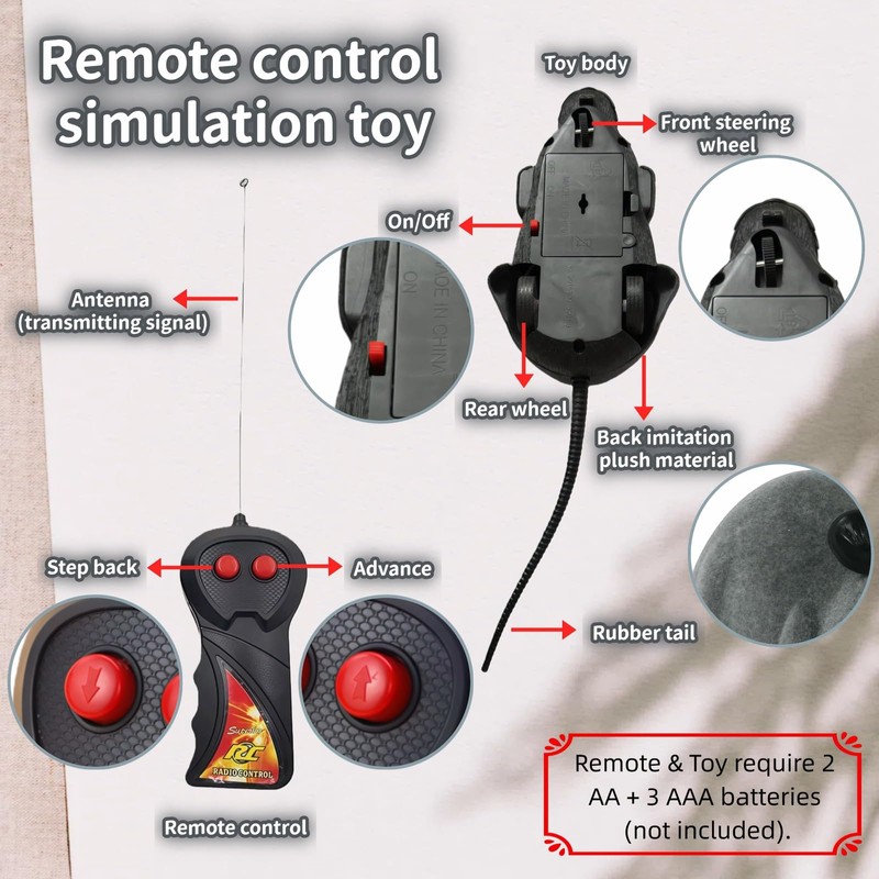 Remote Control Mouse Cat Toy, Realistic RC Interactive Pet Toy