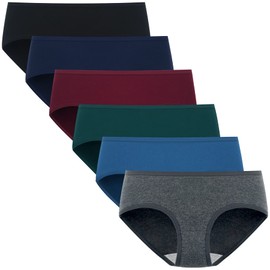 POPKOK Womens Underwear Cotton Hipster Panties Low Rise Briefs 6 Pack(X-Large, Dark)