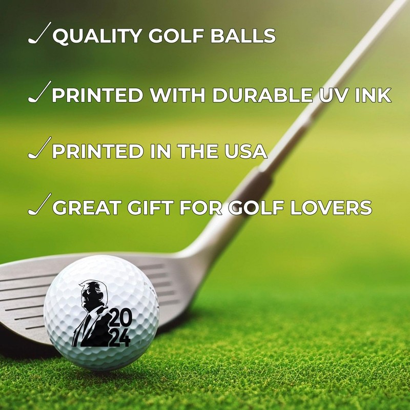 TeesAndTankYou Trump 2024 Silhouette Golf Ball - Novelty Gift for