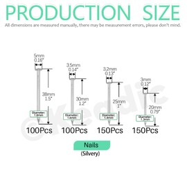 Keadic 500 Pcs Nail Assortment Kit, 4 Sizes, Small Nails, Nails for Hanging Pictures, Finishing Nails, Wall Nails for Hanging, Pin Nails, Hardware Nails, Assorted Nails, Galvanized Nails（Silvery)