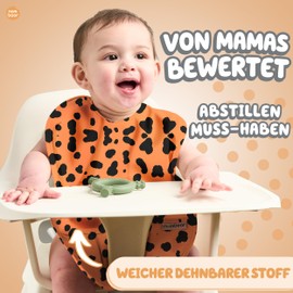 Nombear ® Sleeveless Bib for Baby - Waterproof Baby Bib 6-12 Months for Baby Guided Weaning, Sleeveless Baby Bibs, Washable Bibs, Baby Food Bibs, orange