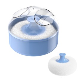 seimeinoki Powder Container, Powder Box, Refill Container, Soft Puff Included, Thick Type, Face Powder, Puff Cosmetics, Body Powder, Storage Box, Empty Container, Convenient to Carry, blue