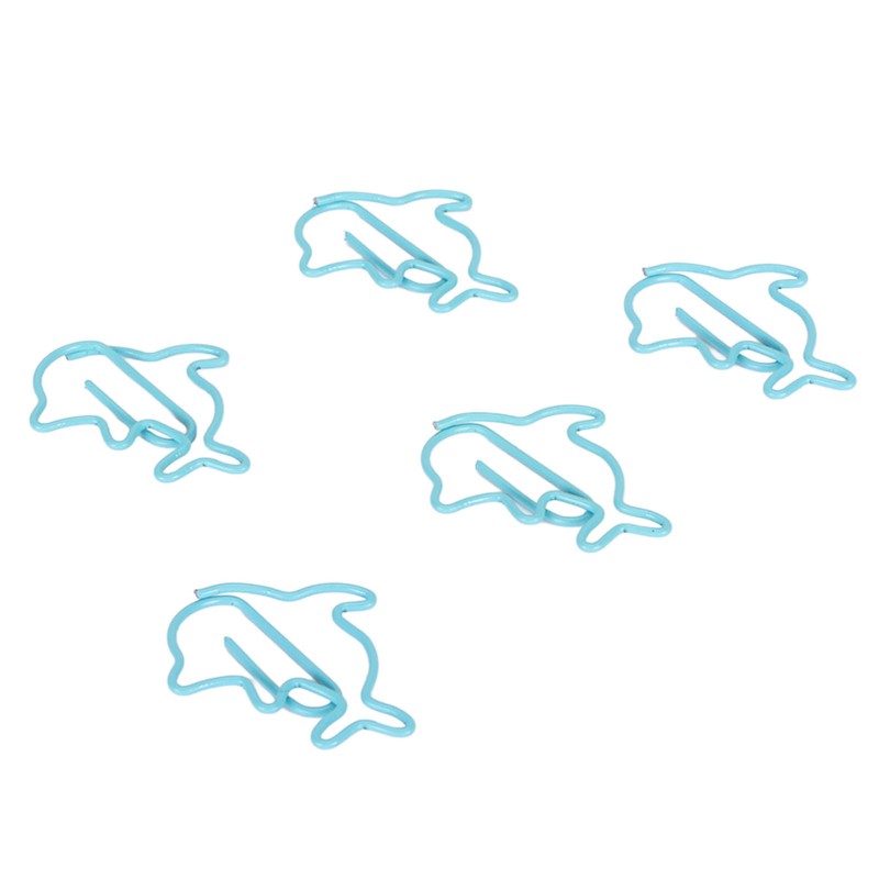 100Pcs Cute Paper Clips Blue Dolphin Style Exquisite Color Strong