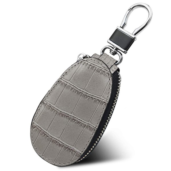 LUCKYCOIN Car Key Case Crocodile Pattern Top Grain Leather Universal