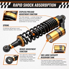 GZYF Pair 340mm Universal Motorcycle Rear Air Shock Absorbers for HONDA for Suzuki for Yamaha for Kawasaki ATV Go Kart Quad Dirt Sport Bikes,Gold