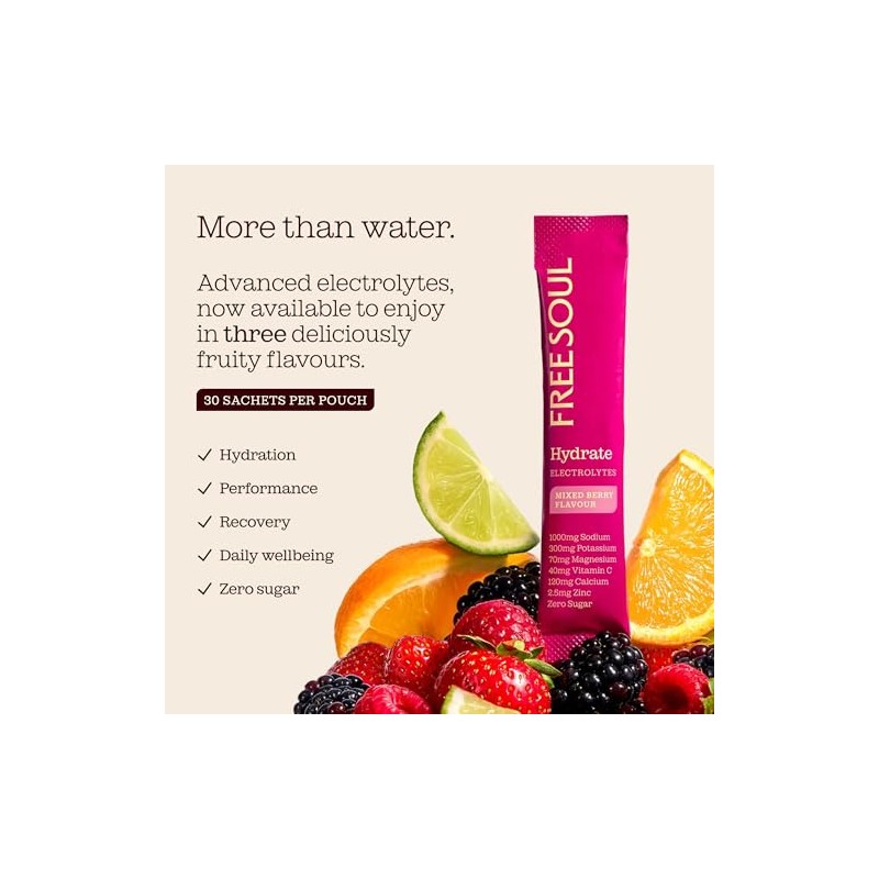 Free Soul Hydrate | Electrolyte Hydration Sachets with Sodium, Magnesium,