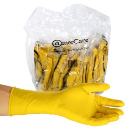 AmerCare Neptune Yellow Household Latex Rubber Gloves
