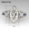 Hsitgexf Vintage Court Style Marquise and Baguette Cut Cubic Ring