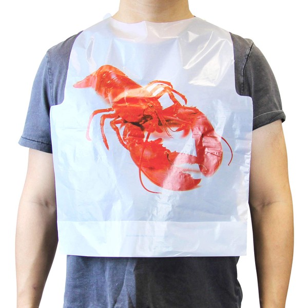 Fit Meal Prep [500 Pack] Disposable 20 Inch Adult Poly Lobster Bibs to Protect Clothes, for Crab Feasts, Seafood Restaurants, Crawfish Parties and Special Events