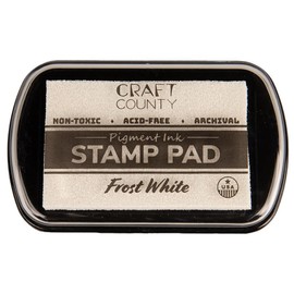 Craft County Pigment Ink Stamp Pad – Refillable Ink Pad in 15+ Colors – Raised Edges for Larger Stamps – Frost White
