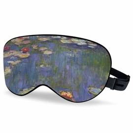 Vnwoalu Lilies Sleep Eye Mask Monet Water Lilies Men Women Sleep Mask with Adjustable Strap Eye Cover Eye Shade for Travel, Nap,Meditation