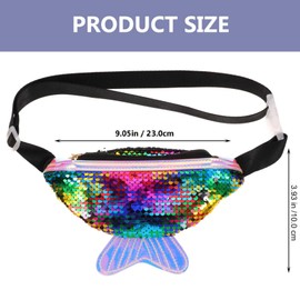 VALICLUD Outdoor Sports Belt Bag with Sequins, Fishtail Shape, Lightweight Waist Bag for Hiking, Jogging, Camping and Walking, Fashionable and Practical Bum Bag for Men and Women