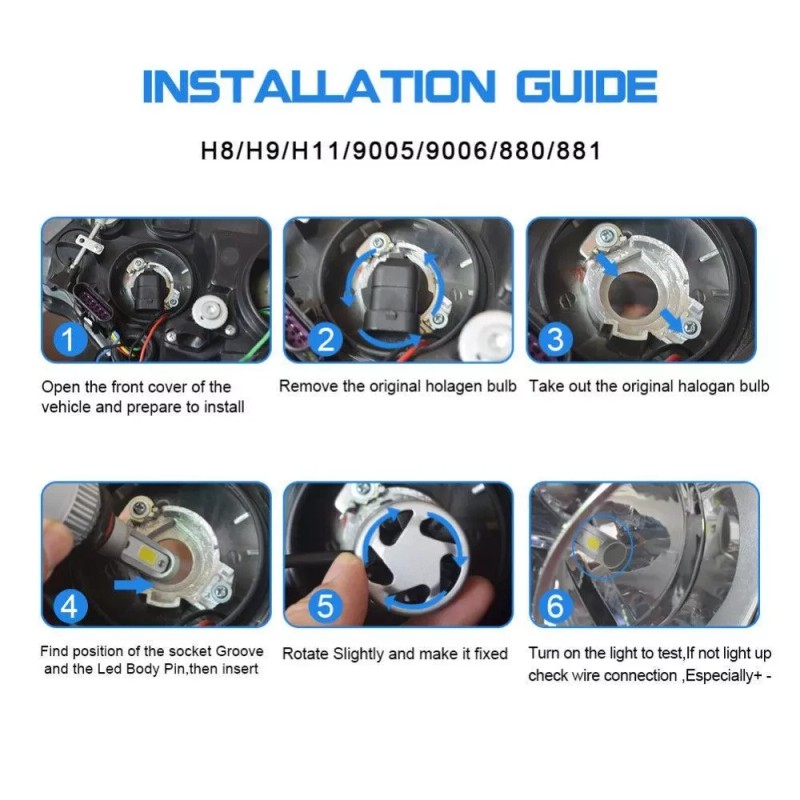 For Toyota 4Runner 2010-2021 - 6x LED Headlight Bulbs Hi/lo