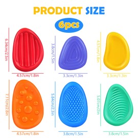 6Pcs Quiet Fidget Toys, Sensory Stone Anxiety Relief Anxiety Toys, Social Emotional Textured Worry Silent Fidget Toys, Stress Calming Quiet Fidget Sensory Stones for Adhd in School