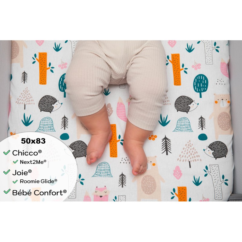 Lovely Hippo 2 x Fitted Sheets 50 x 83 cm,