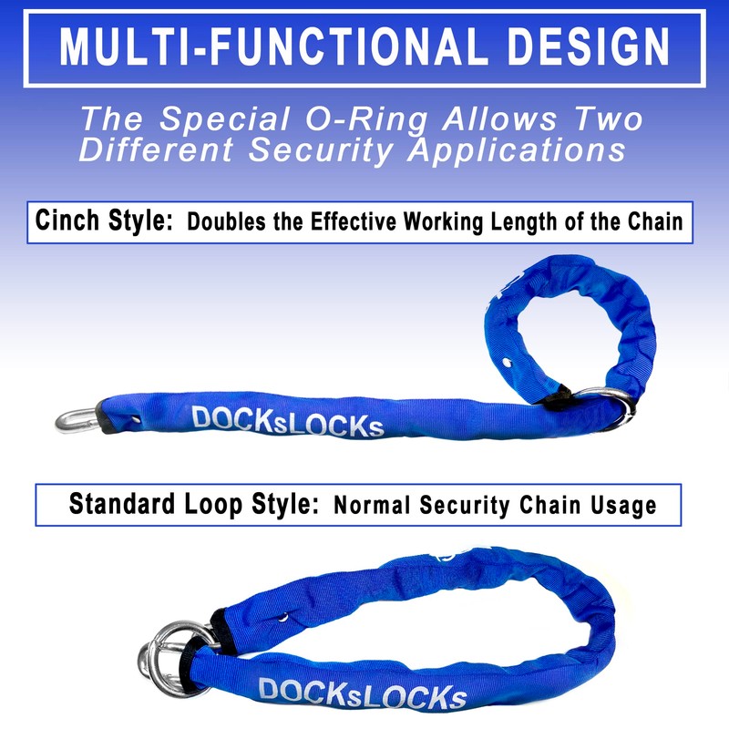 DocksLocks 8mm Security Chain Lock Set (3', 6' or 10')