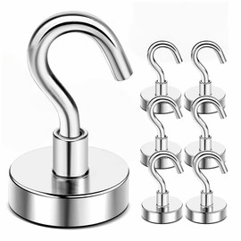 GCGWEQS Magnetic Hooks, 30lbs Magnet Hook Cruise Cabin Ship Essentials N52 Heavy Duty Strong Magnets Refrigerator Fridge Hanging for Classroom Beach Vacation Kitchen Grills Home 6 Pack, Chrome