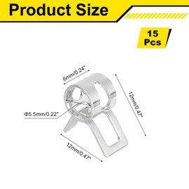 uxcell 15Pcs Spring Band Type Action Fuel/Silicone Vacuum Hose Pipe Clamp, 5.5mm Low-Pressure Air Spring Hose Clip Clamp for Automotive Oil Pipe Water Pipe, Nickel Plated