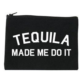 Tequila Made Me Do It Funny Vacation Cosmetic Makeup Bag Black Large