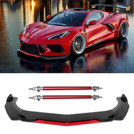 Front Bumper Lip Chin Spoiler Splitter Diffuser Protector Body Kit with Adjustable Support Splitter Rod Compatible with Accord Honda Civic Volkswagen and More