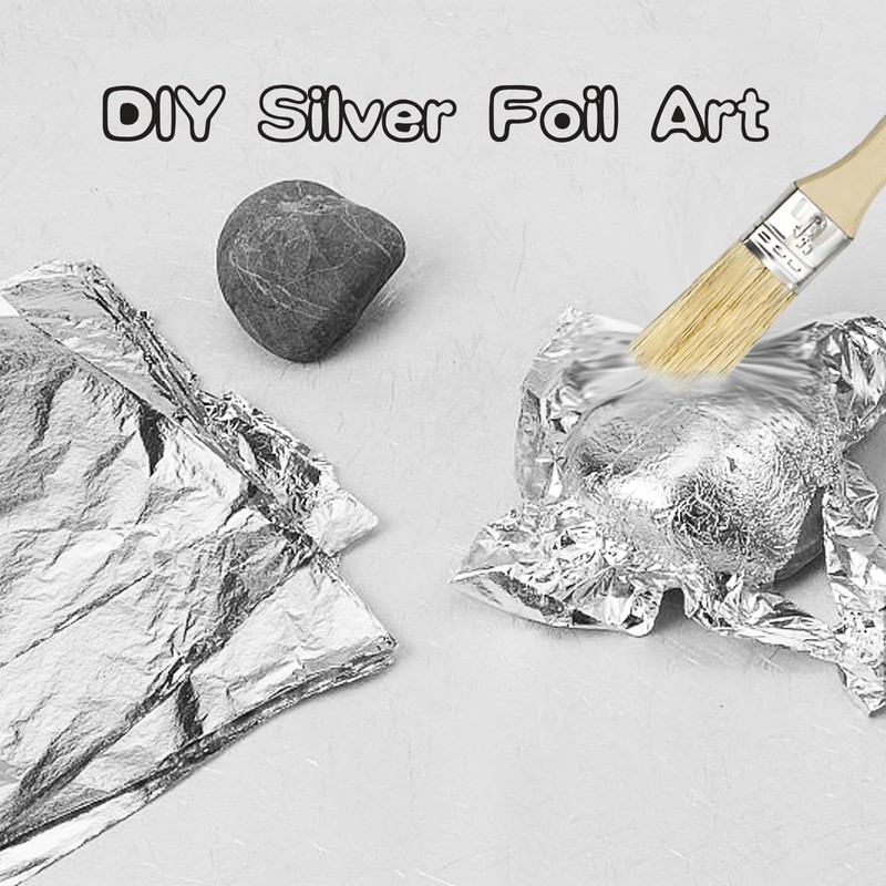 100 Sheets Silver Leaf Sheets, Imitation Silver Leaf Kit, Silver
