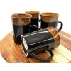 Royal Norfolk Brown/black Stoneware 14 oz Coffee Mugs Dinnerware Cups-Set