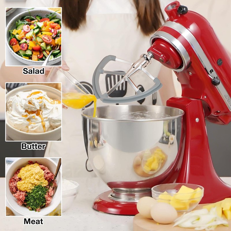 6QT Stainless Steel Flex Edge Beater for KitchenAid Mixer Professional