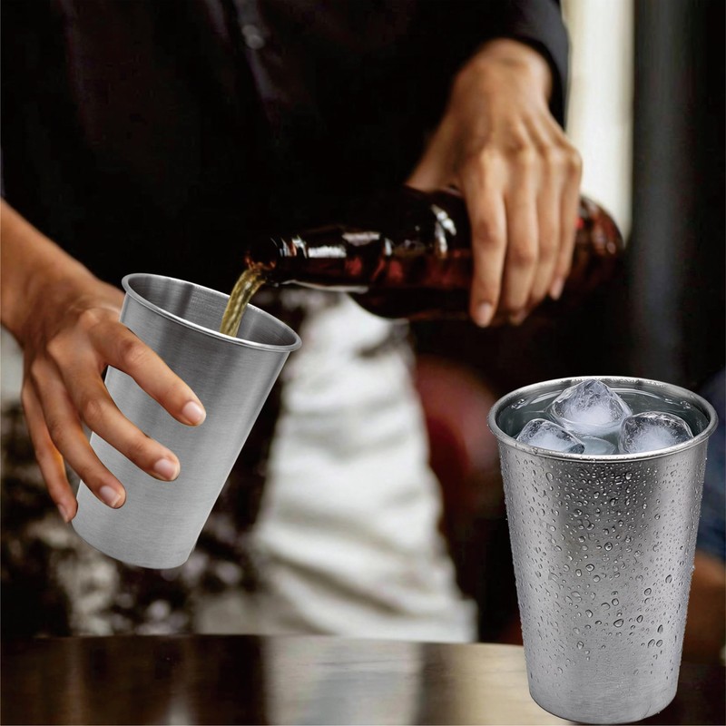 8PCS 304 Stainless Steel Cups with Straws, 11.95 Oz and