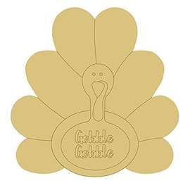 Turkey Design by Lines Cutout Unfinished Wood Santa Christmas Holiday Coloring Book Door Hanger MDF Shape Canvas Style 5 Art 20 (6")