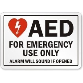 AED Automated External Defibrillator For Emergency Use Only OSHA Sticker, 18" x 12"