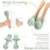 8pzs Platos para Bebe Silicon, Set Alimentacion Complementaria Bebe (Verde)