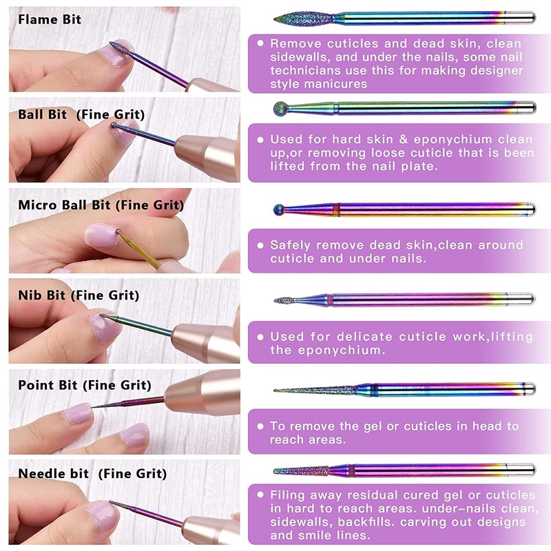 Cuticle Drill Bit, MORGLES Ceramic Nail Drill Bits 10 Pcs