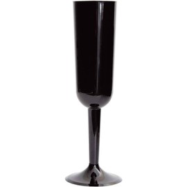 Unique Elegant Black Plastic Champagne Flutes 4ct (7 oz.) - Perfect for Cocktail, Birthday, Anniversary, New Year's Eve & Holiday Parties