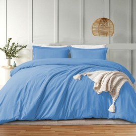 MOONLIGHT20015 Light Blue Duvet Cover King Size - 3 Piece, with Button Closure, Soft Double Brushed King Duvet Cover Set 1 Duvet Cover 104x90 inches and 2 Pillow Shams