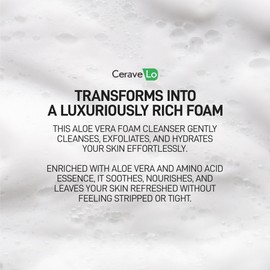 CERAVELO Soothing and Deep Cleansing Foaming Cleanser with Brush | Premium Face Wash for All Skin Types with Aloe Vera and Amino Acid | Fragrance Free Paraben Free | 5.27 Fl Oz