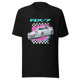 Rertro 80s 90s JDM Car Graphic RX-7 Miami Aesthetic Japanese Street Race RX7 t-Shirt Black
