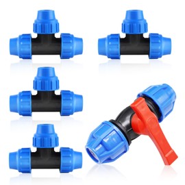 PE Pipe 25 mm Connector, 1 Piece Valves Opening and Switch 4 Pieces PE Water Pipe Plastic, Coupling Compatible, PE Pipe Clamp Connector Screw Connection Pipes Accessories for Installation Pipe