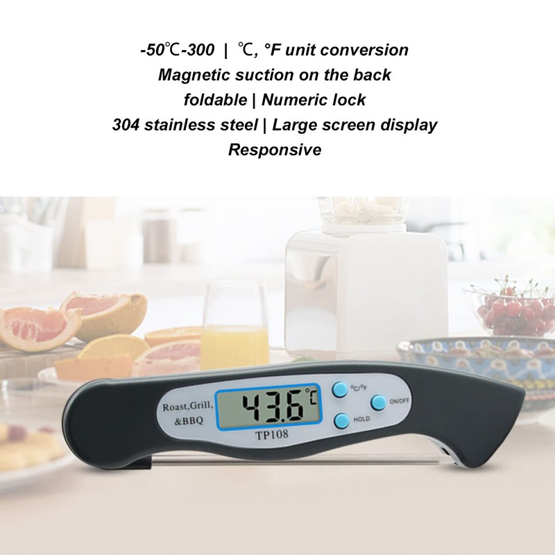 Food Thermometer, Foldable Meat Thermometer with Multiple Angles, Fast Digital