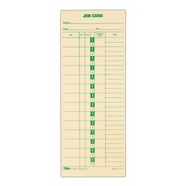 TOPS Job Cards (Replaces L-61, 15-800622), 1-Sided, 3-1/2" x 9", Manila, Green Print, 500-Count (1258)