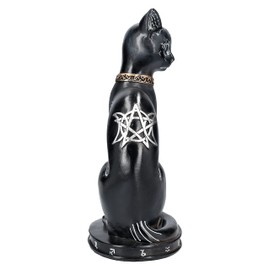 Pacific Giftware Stylized Zodiac Cat Figurine with Crescent Moon and Wiccan Charm Accents 12” Tall