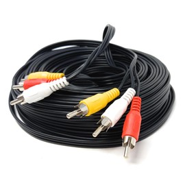 DRUT 20m Triple 3 x RCA to RCA Phono Plugs to Plugs Composite, Audio Video Male to Male Cable Lead Nickel Contacts (65ft.)
