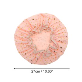 VOCOSTE Shower Cap Hair Cap Dots Double Layer Waterproof Reusable Bath Spa SPA Face Wash 3pcs Pink