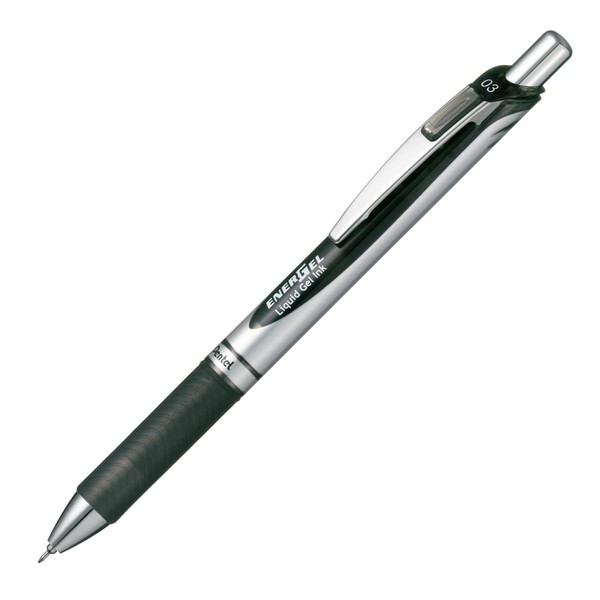 ぺんてる ゲルインキボールペン ノック式エナージェル BLN73-A 0.3mm 黒