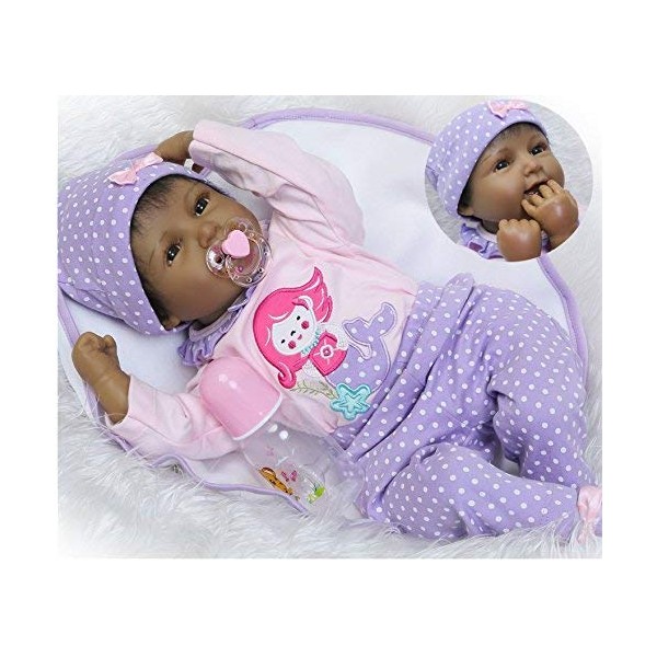 Medylove Reborn Baby Dolls African American Black Baby Realistic Silicone Vinyl 22 Inches Handmade Weighted Cute
