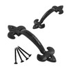 SISI UK Antique Door Pull Handle Black Fleur De LYS