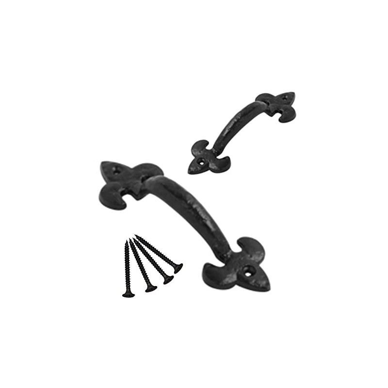 SISI UK Antique Door Pull Handle Black Fleur De LYS